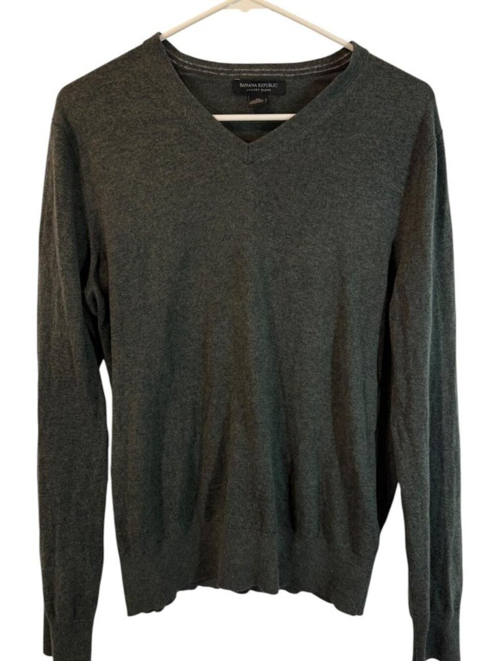 Banana Republic Silk Cotton Cashmere V Neck Green Sweater, Size Medium